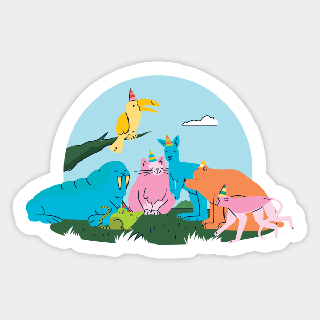 animals party cute design Sticker by Midoart